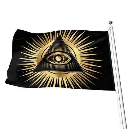 Black And Gold Eye of Providence Print Flag
