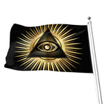 Black And Gold Eye of Providence Print Flag