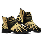 Black And Gold Eye of Providence Print Flat Ankle Boots