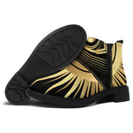 Black And Gold Eye of Providence Print Flat Ankle Boots
