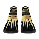 Black And Gold Eye of Providence Print Flat Ankle Boots