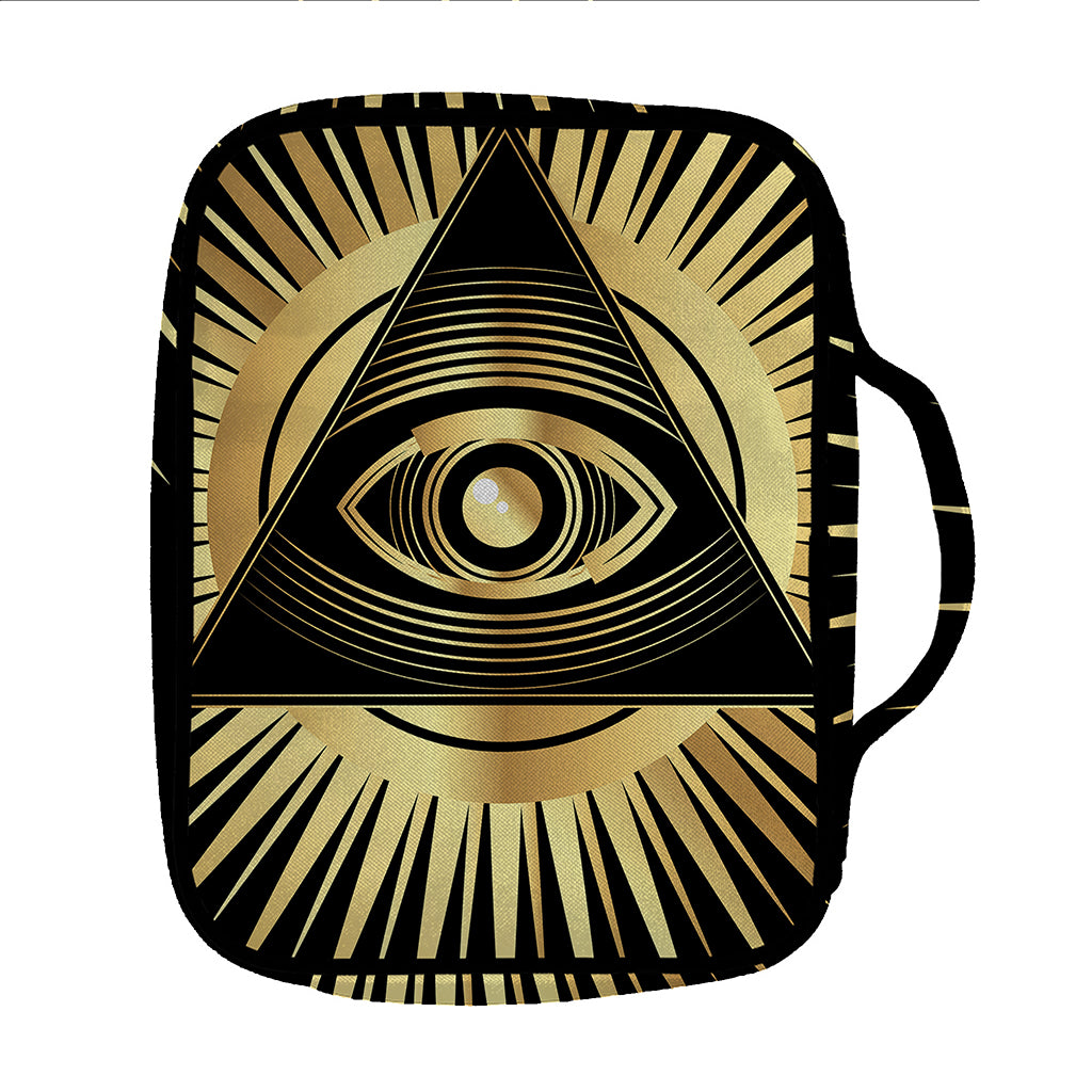 Black And Gold Eye of Providence Print Front Pocket Bible Bag