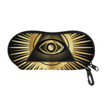 Black And Gold Eye of Providence Print Glasses Case