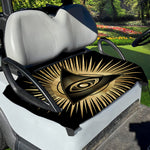 Black And Gold Eye of Providence Print Golf Cart Seat Cover