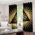 Black And Gold Eye of Providence Print Grommet Curtains