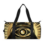 Black And Gold Eye of Providence Print Gym Bag