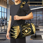 Black And Gold Eye of Providence Print Gym Bag