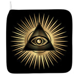 Black And Gold Eye of Providence Print Hand Towel
