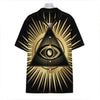 Black And Gold Eye of Providence Print Hawaiian Shirt