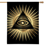 Black And Gold Eye of Providence Print House Flag