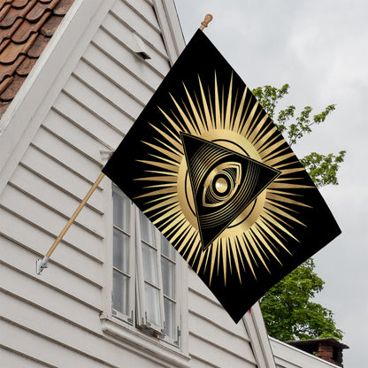 Black And Gold Eye of Providence Print House Flag