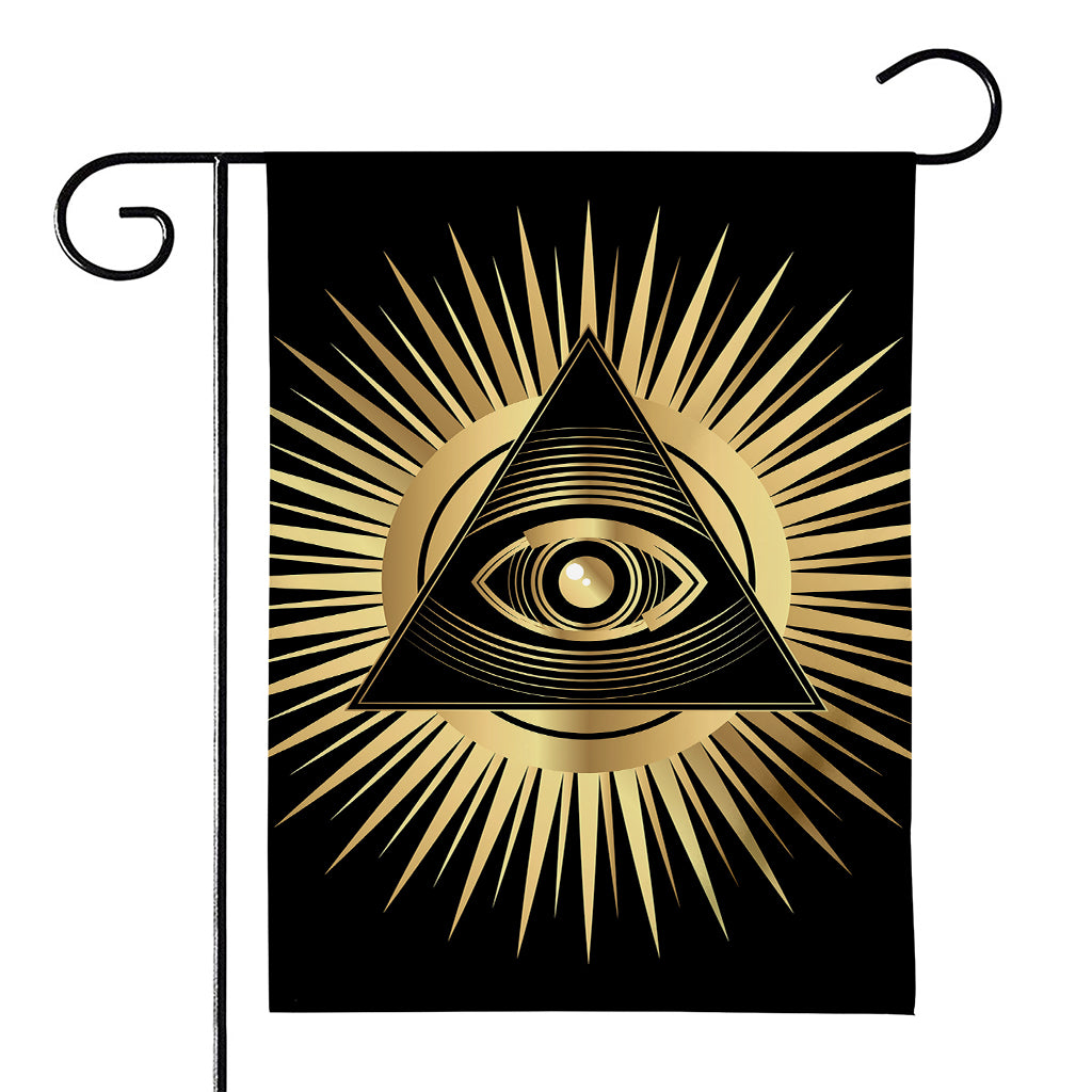 Black And Gold Eye of Providence Print House Flag