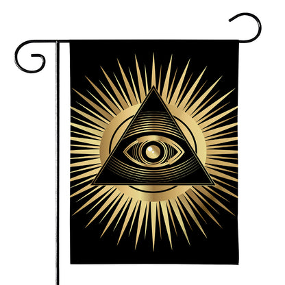 Black And Gold Eye of Providence Print House Flag