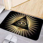 Black And Gold Eye of Providence Print Indoor Door Mat