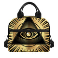 Black And Gold Eye of Providence Print Insulated Lunch Bag