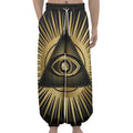 Black And Gold Eye of Providence Print Lantern Pants