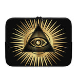 Black And Gold Eye of Providence Print Laptop Sleeve