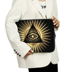 Black And Gold Eye of Providence Print Laptop Sleeve