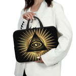 Black And Gold Eye of Providence Print Laptop Sleeve With Handle