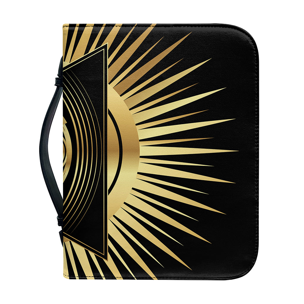 Black And Gold Eye of Providence Print Leather Bible Cover