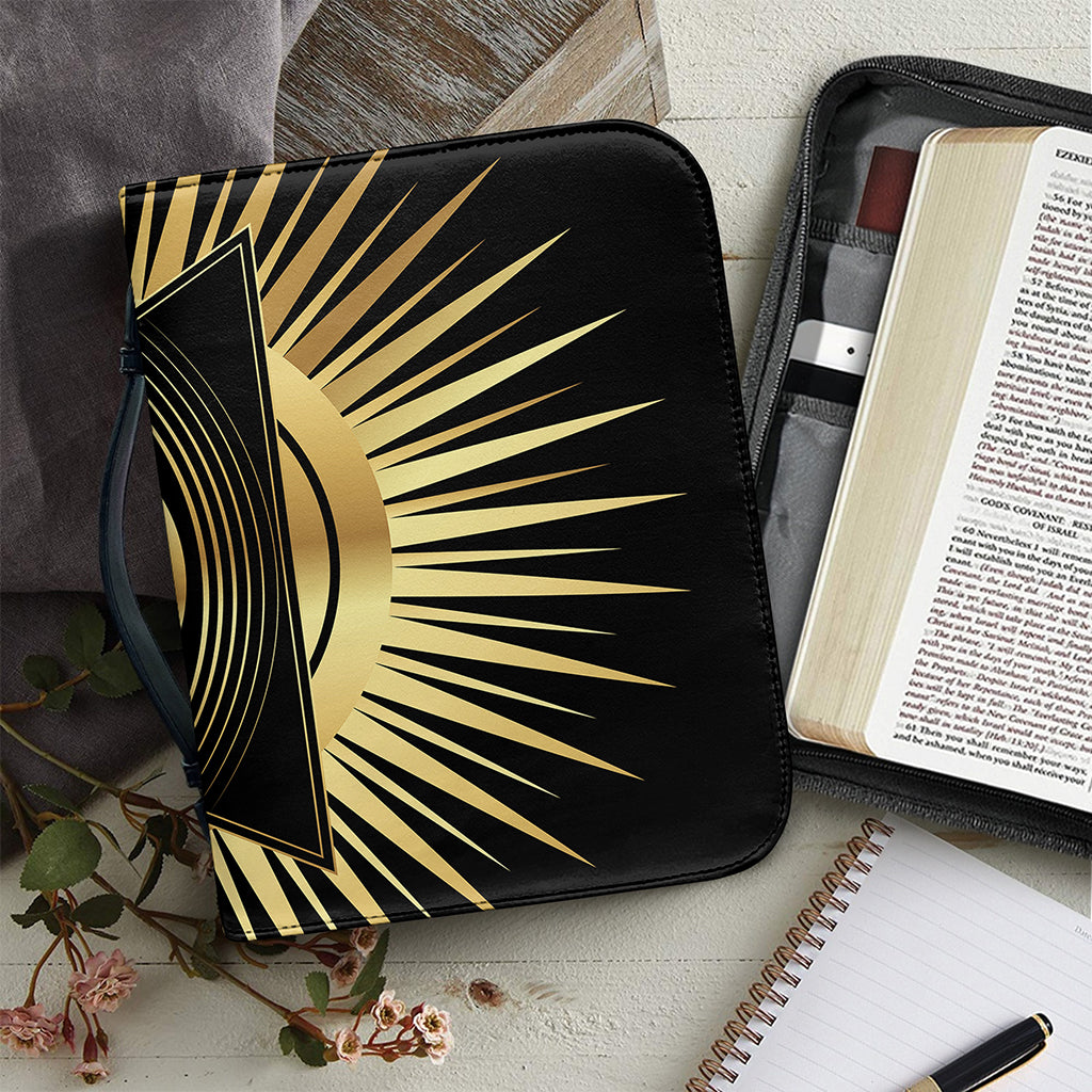 Black And Gold Eye of Providence Print Leather Bible Cover