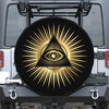 Black And Gold Eye of Providence Print Leather Spare Tire Cover