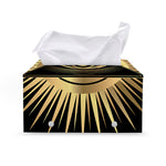 Black And Gold Eye of Providence Print Leather Tissue Box Cover