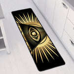 Black And Gold Eye of Providence Print Long Kitchen Mat