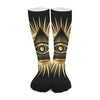 Black And Gold Eye of Providence Print Long Socks