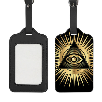 Black And Gold Eye of Providence Print Luggage Tag