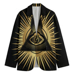 Black And Gold Eye of Providence Print Men's Blazer