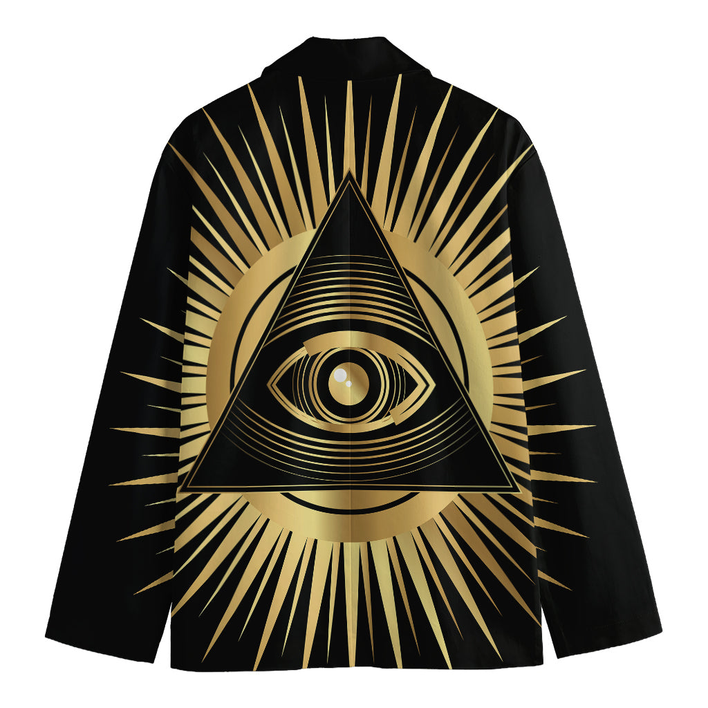Black And Gold Eye of Providence Print Men's Blazer