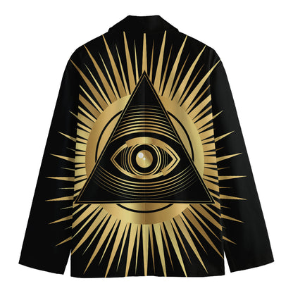 Black And Gold Eye of Providence Print Men's Blazer