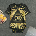 Black And Gold Eye of Providence Print Men's Bodysuit