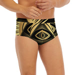 Black And Gold Eye of Providence Print Men's Briefs