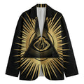 Black And Gold Eye of Providence Print Men's Cotton Blazer
