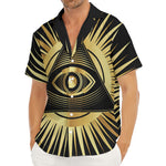 Black And Gold Eye of Providence Print Men's Deep V-Neck Shirt