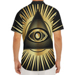 Black And Gold Eye of Providence Print Men's Deep V-Neck Shirt