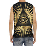 Black And Gold Eye of Providence Print Men's Fitness Tank Top