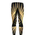 Black And Gold Eye of Providence Print Men's leggings