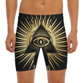 Black And Gold Eye of Providence Print Men's Long Boxer Briefs