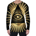 Black And Gold Eye of Providence Print Men's Long Sleeve T-Shirt