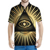 Black And Gold Eye of Providence Print Men's Polo Shirt