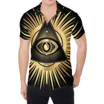 Black And Gold Eye of Providence Print Men's Shirt