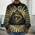 Black And Gold Eye of Providence Print Men's Shirt Jacket