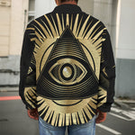 Black And Gold Eye of Providence Print Men's Shirt Jacket