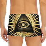Black And Gold Eye of Providence Print Men's Short Boxer Briefs