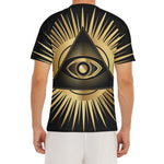 Black And Gold Eye of Providence Print Men's Short Sleeve Rash Guard