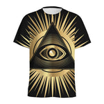 Black And Gold Eye of Providence Print Men's Sports T-Shirt