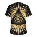 Black And Gold Eye of Providence Print Men's Sports T-Shirt